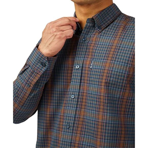 Ben Sherman NWT Regular-Fit Check Button-Down Organic Cotton Shirt Dark Navy Med - Picture 3 of 4